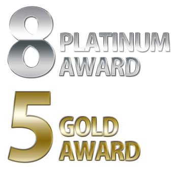 8 platinum award and 4 gold award